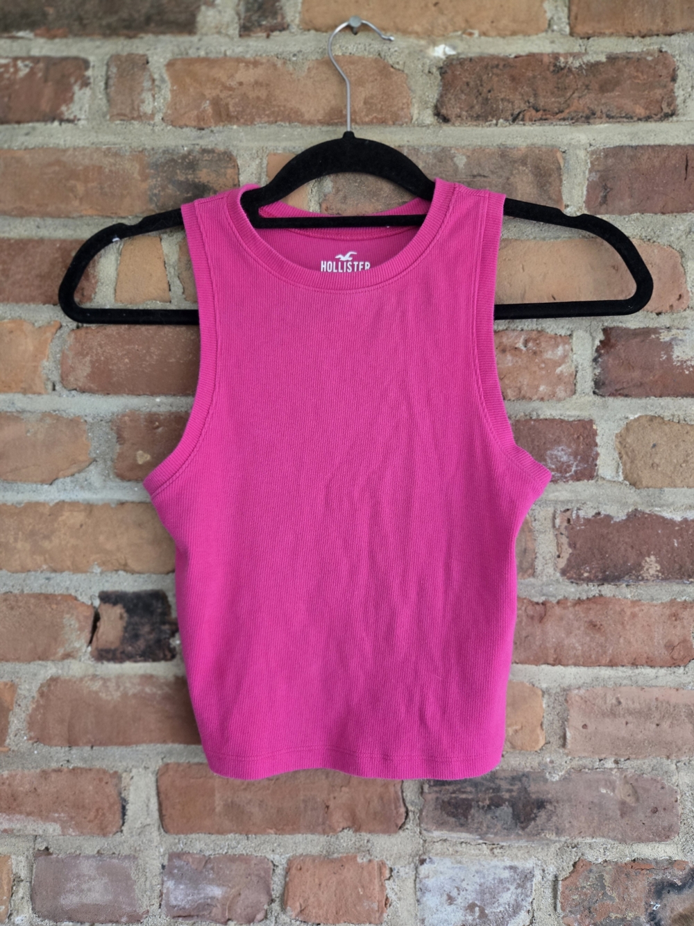 Hollister Women's Vibrant Pink Ribbed Tank